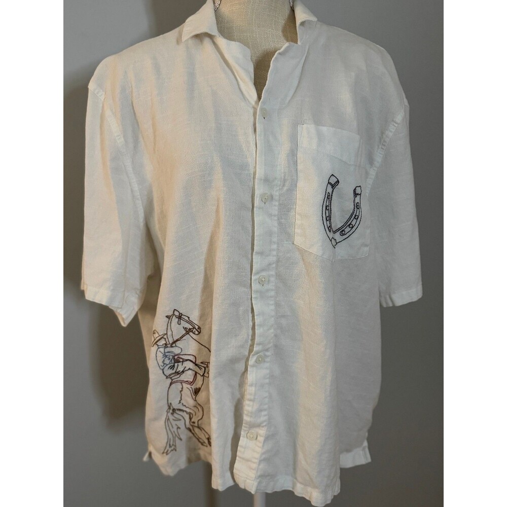 Hollister Boxy Crop Fit Button Down Shirt Rodeo Cowboy Western‎ Size XL